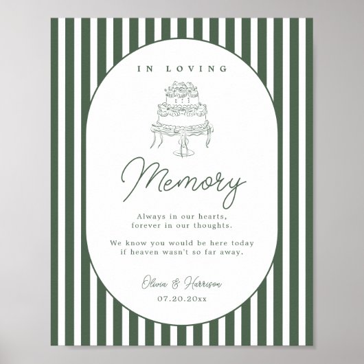 Poster Panneau de mariage commémoratif à rayures vertes P (Devant)