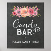 Poster Panneau de Mariage de Bar à Bonbons Fleuris à l'Aq (Devant)