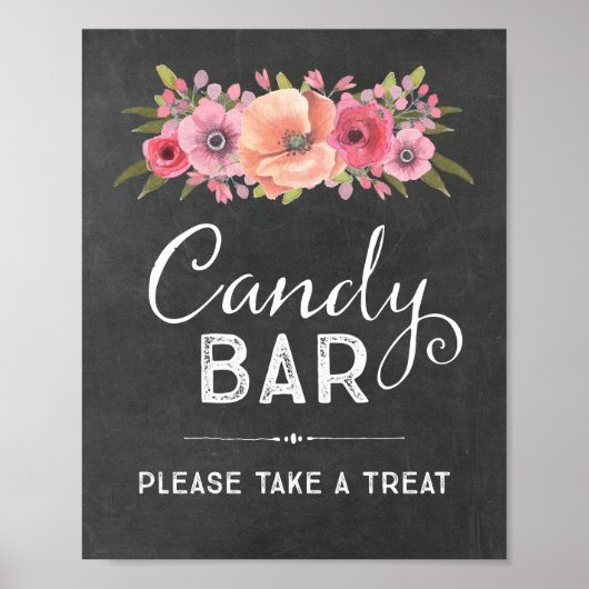 Poster Panneau de Mariage de Bar à Bonbons Fleuris à l'Aq (Devant)