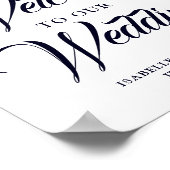 Poster Panneau de Mariage de bienvenue bleu foncé (Coin)