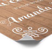 Poster Panneau de mariage de bienvenue en bois rustique (Coin)