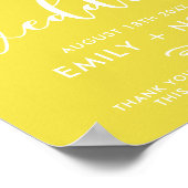 Poster Panneau de Mariage de bienvenue Jaune clair et élé (Coin)