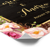 Poster Panneau de Mariage de bienvenue Rustique Floral Gr (Coin)