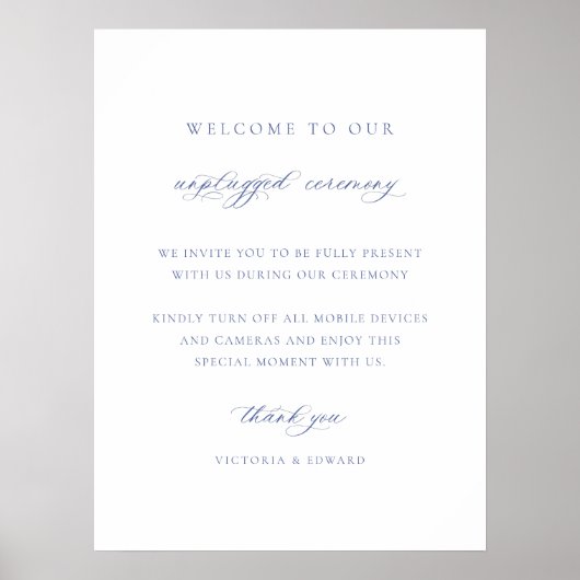 Poster Panneau de mariage de cérémonie débranchée bleu Ré (Devant)