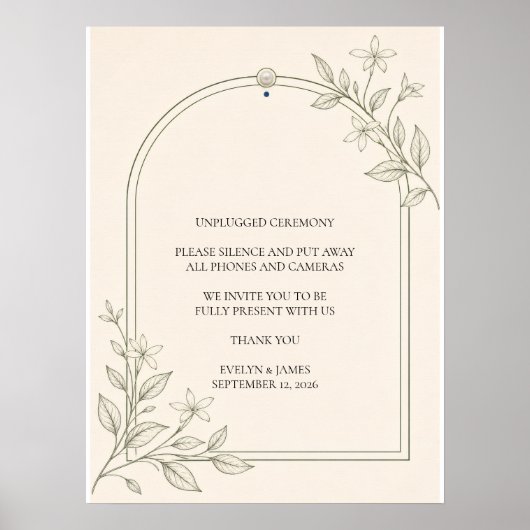 Poster Panneau de mariage de cérémonie débranchée botaniq (Devant)