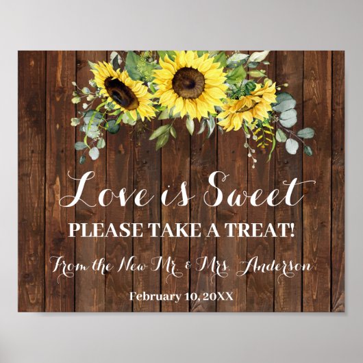 Poster Panneau de mariage de Fête de Mariée 'Take a Treat (Devant)