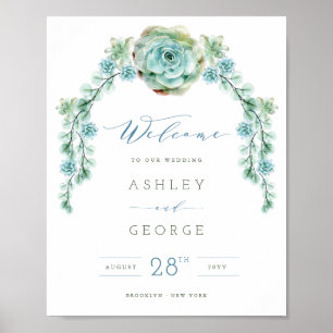Poster Panneau de mariage de jardin de succulentes vertes
