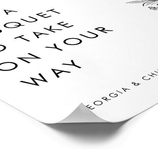 Poster Panneau de Mariage de la barre de fleurs de script (Coin)