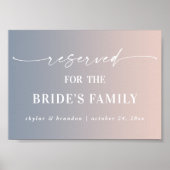 Poster Panneau de mariage de la famille de la mariée rése (Devant)