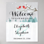 Poster Panneau de mariage de la forêt enchantée enneigée  (Devant)