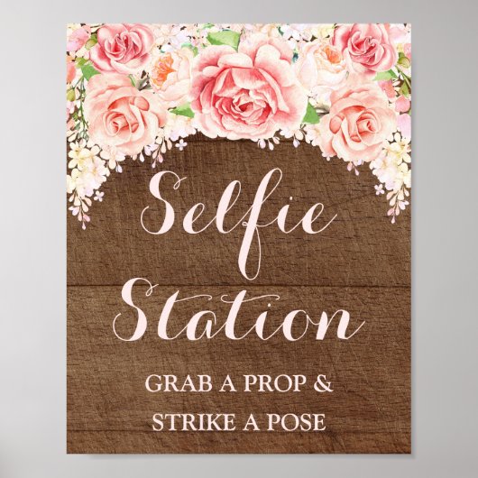 Poster Panneau de mariage de la station Selfie rose aquar (Devant)
