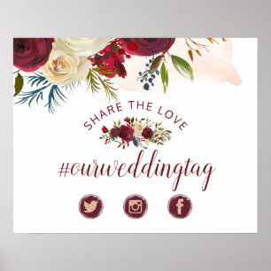 Poster Panneau de mariage de partage de l'amour de Manor 