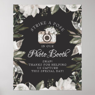 Poster Panneau de mariage de photomaton floral rétro Cher