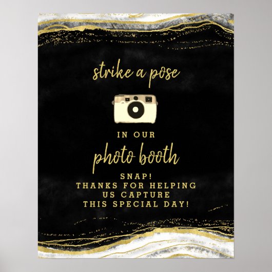 Poster Panneau de mariage de photomaton géode noir blanc (Devant)
