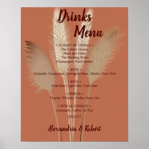 Poster Panneau de mariage de signe d'herbe de Pampas de m