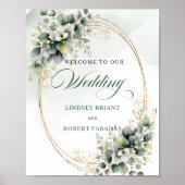 Poster Panneau de mariage de table Bohemian Greenery Gold (Devant)