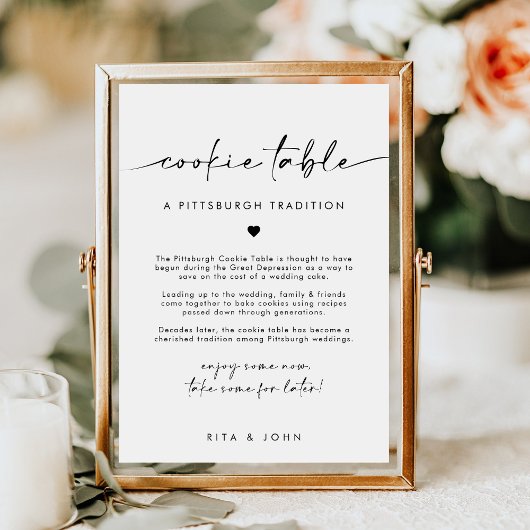 Poster Panneau de mariage de table de biscuits minimalist