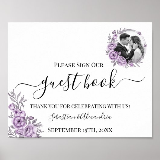 Poster Panneau de mariage de verdure Signez notre livre d (Devant)