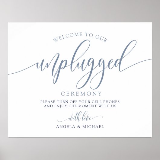 Poster Panneau de mariage débranché - Typographie (Bleu P (Devant)