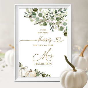 Poster Panneau de mariage Devinez combien de baisers avec