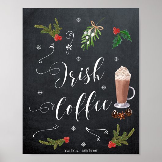 Poster Panneau de mariage d'hiver de café irlandais Noël (Devant)