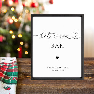 Poster Panneau de mariage d'hiver Heart Script Hot Cocoa