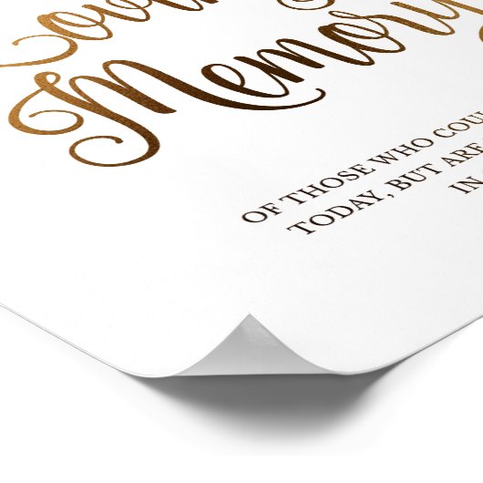 Poster Panneau de mariage doré pour en souvenir affectueu (Coin)
