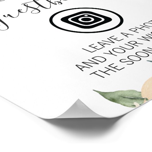 Poster Panneau de Mariage Editable Image Fleurs Crème (Coin)