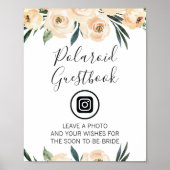 Poster Panneau de Mariage Editable Image Fleurs Crème (Devant)