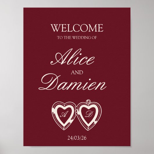 Poster Panneau de mariage élégant à l'ancienne (Devant)