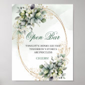 Poster Panneau de mariage élégant Boho Eucalyptus Open Ba (Devant)