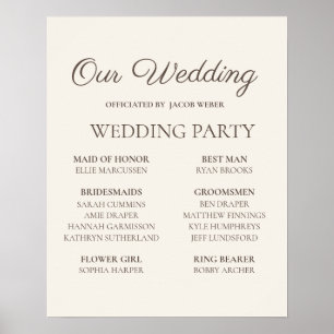 Poster Panneau de mariage élégant couleur marron