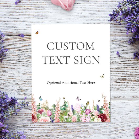 Poster Panneau de Mariage Élégant Fleurs et Papillons