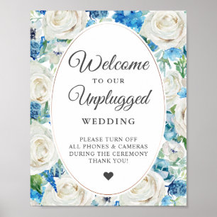Poster Panneau de mariage élégant floral sans appareil ph