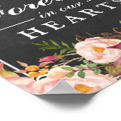 Poster Panneau de mariage en ardoise à la craie florale e (Coin)