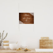 Poster Panneau de mariage en bois rustique et dentelle bl (Cuisine)