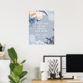 Poster Panneau de mariage en dentelle florale grise pouss (Bureau à domicile)