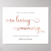 Poster Panneau de mariage en or rose en souvenir affectue (Devant)