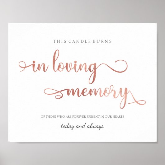 Poster Panneau de mariage en or rose en souvenir affectue (Devant)