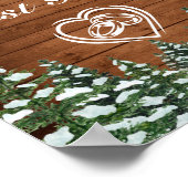 Poster Panneau de mariage en pin de pays de bois enneigé (Coin)