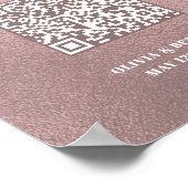 Poster Panneau de mariage en rose gold avec QR Code Share (Coin)