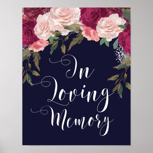 Poster Panneau de mariage en souvenir avec des fleurs ble (Devant)