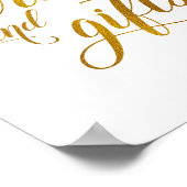 Poster Panneau de mariage et de cadeaux | Feuille d'or (Coin)