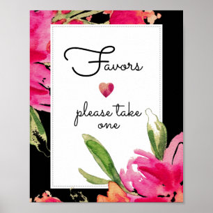 Poster Panneau de mariage favori Fleurs de fuchsia à l'