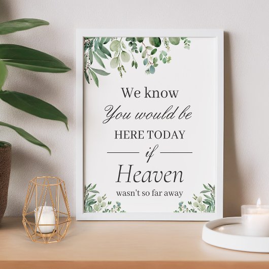 Poster Panneau de mariage Feuilles d'eucalyptus en amour 