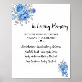 Poster Panneau de mariage Fleurs bleues en mémoire affect (Devant)
