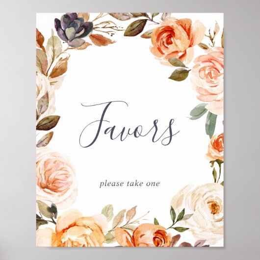 Poster Panneau de Mariage Fleurs de Terre Rustique (Devant)