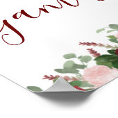 Poster Panneau de Mariage Fleurs Roses et Rouille de Bour (Coin)