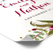 Poster Panneau de mariage floral avec confettis dorés et  (Coin)