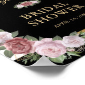 Poster Panneau de mariage floral Blanc Noir Or Rose (Coin)